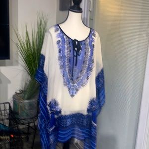 C.O.C | Swin | Bead embellished sheer pullover cover up tunic top | XXL